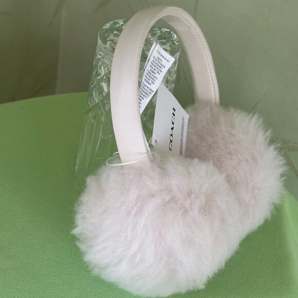 COACH SHEARLING AND LEATHER EARMUFFS:NWT CHALK 7371 - Picture 6 of 10